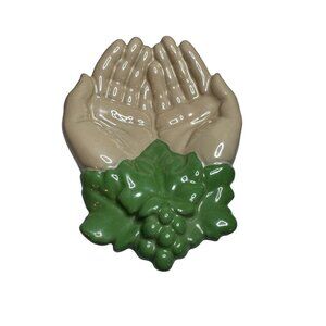 Hand and Leaf 7" Cast Iron Trinket Dish Hand Painted Unbranded